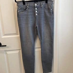 Hudson super skinny button fly gray jeans